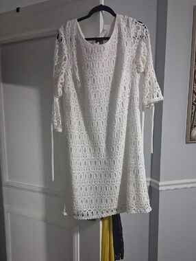 R&K White Crochet Lace Tank Dress